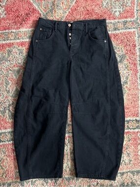 We The Free Black Wide Leg Barrel Jeans from Free People